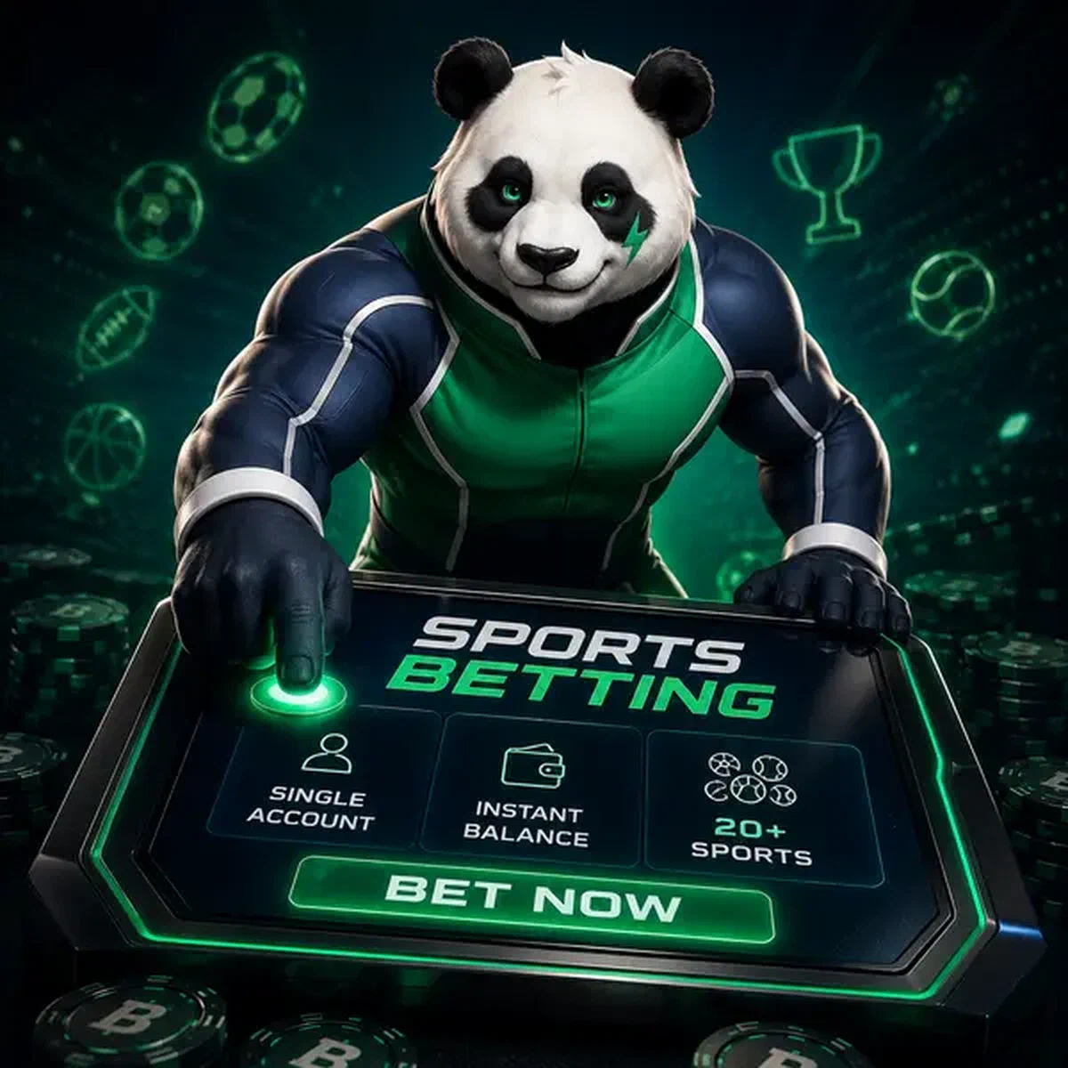 Bruno Panda nawiguje po konsoli zakładów sportowych w interfejsie zakładów sportowych Bruno Casino